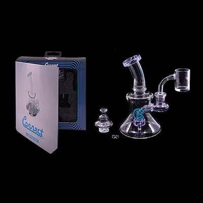 Connect dab rig kit with clear glass bong, blue chamber, dual arms