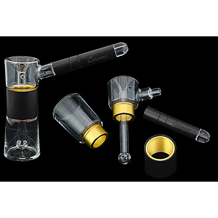 Modular glass smoking device from the Connect Wood Collection Natural Wood Bubbler