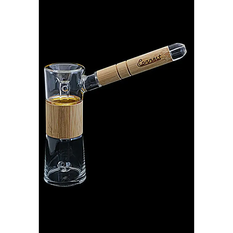 Glass and bamboo smoking pipe from Connect Wood Collection Natural Wood Bubbler