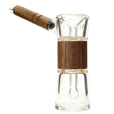Glass and wood smoking pipe from Connect Wood Collection Natural Wood Bubbler