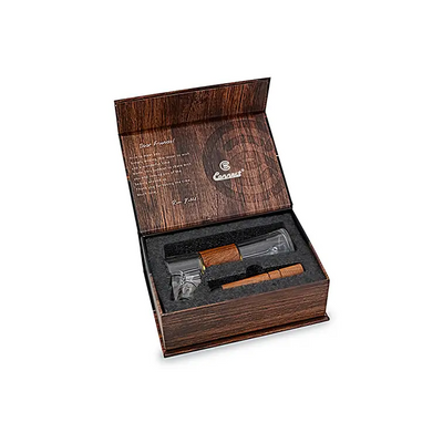 Whiskey glass set in a wooden box from Connect Wood Collection with hand-blown glass