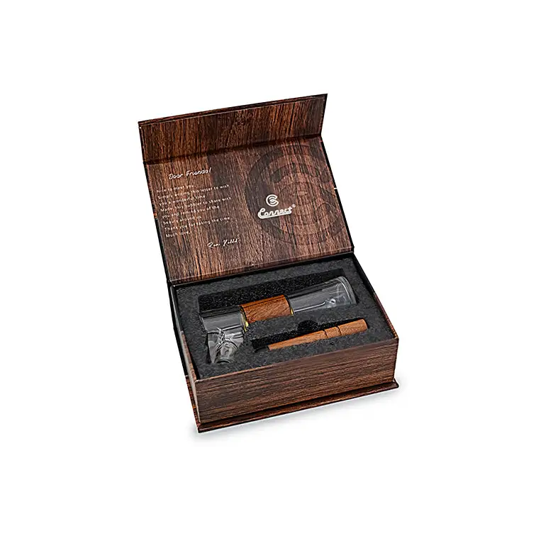 Whiskey glass set in a wooden box from Connect Wood Collection with hand-blown glass