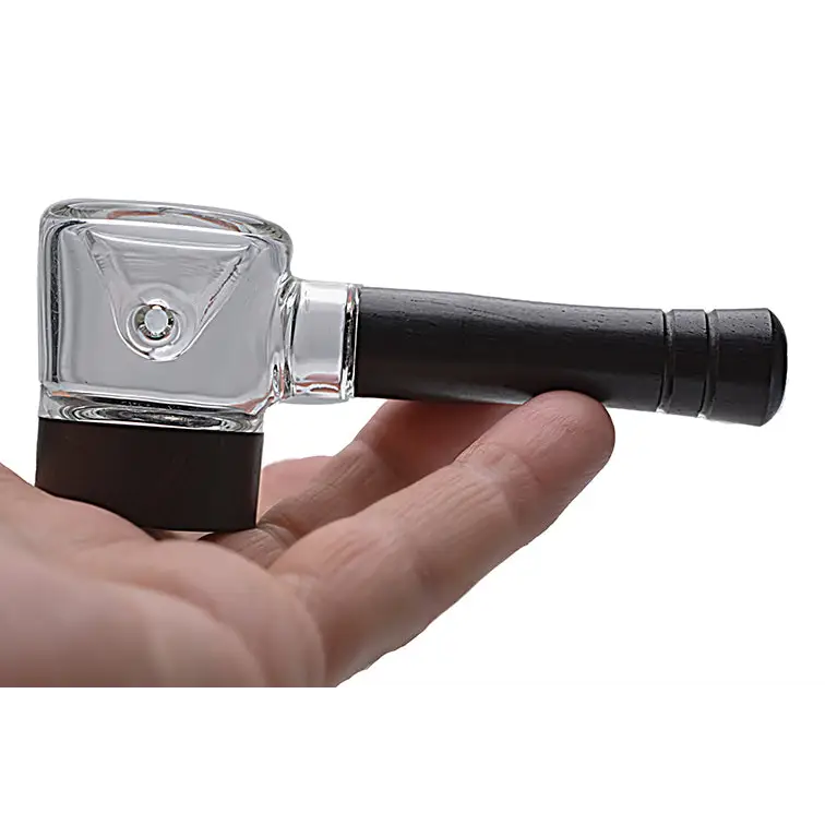 Glass and wood smoking pipe featured in Connect Natural Wood Spoon Pipe for eco-conscious collectors