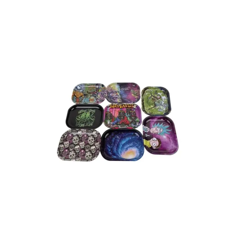 Custom graphic metal rollin trays 5 pack with colorful cartoon designs