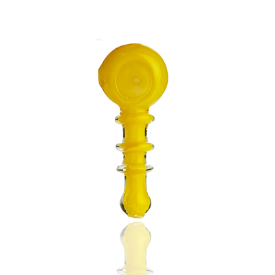 Artisan Frit Glass Spoon Hand Pipe with Rings