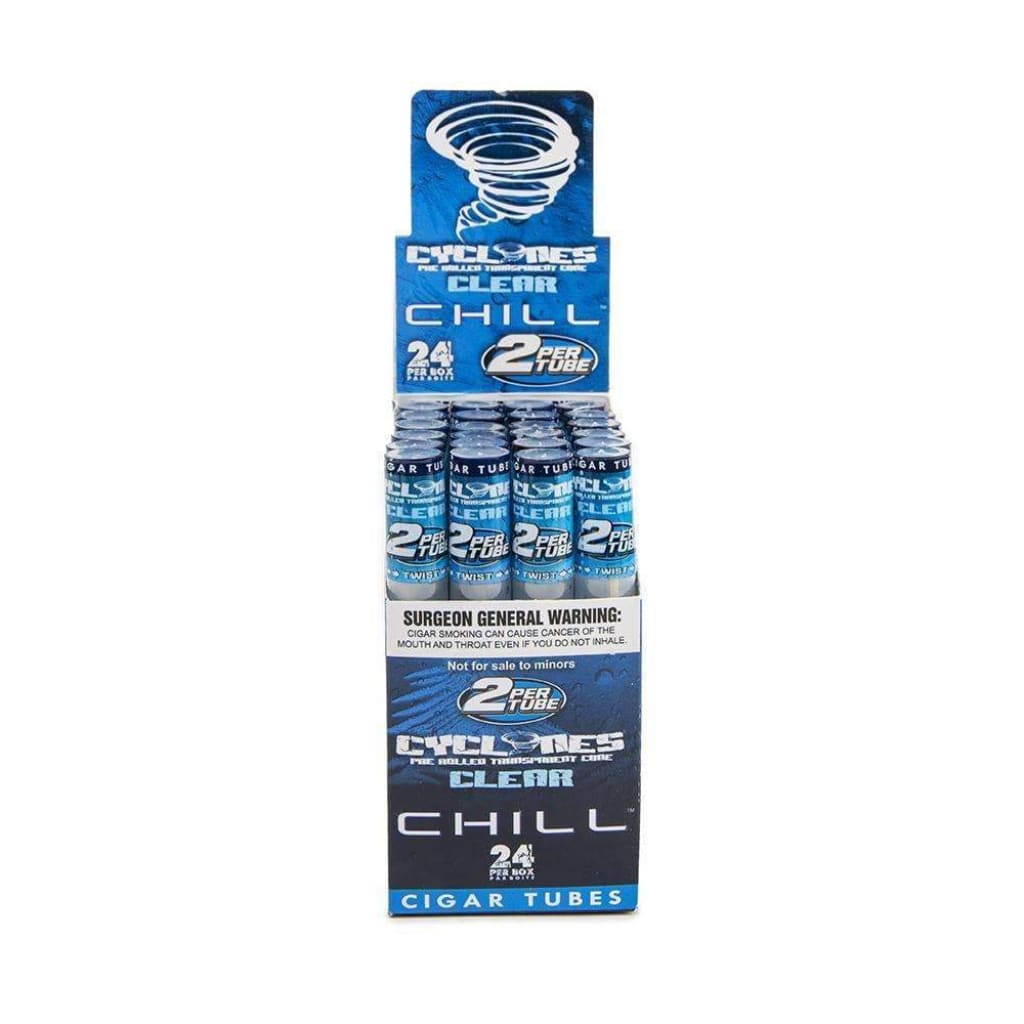 Cyclones Clear Blue Chill Cones with Wood Filter Tips 24 Pack Display