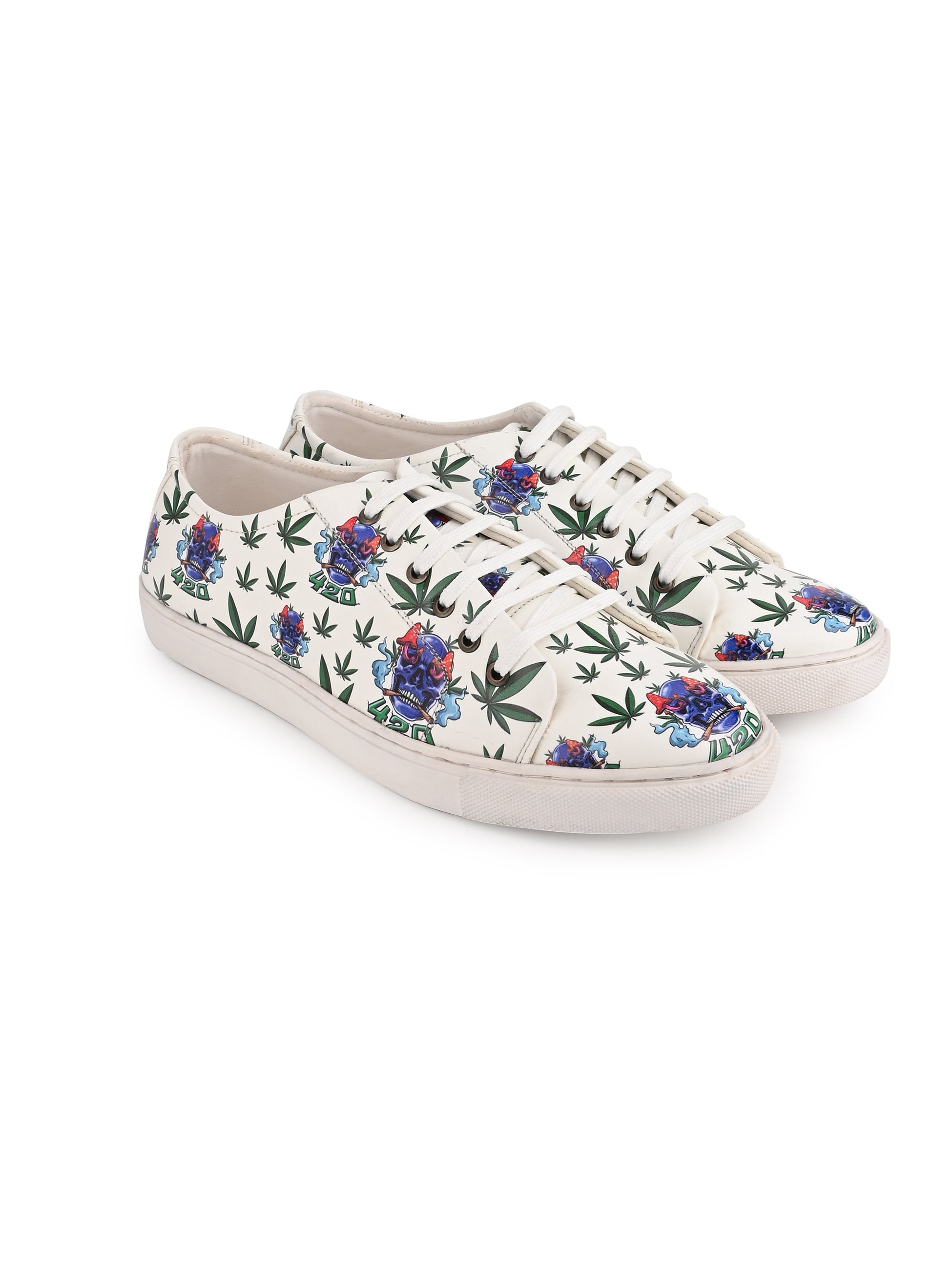 Snow White Skull Vegan Leather Shoes