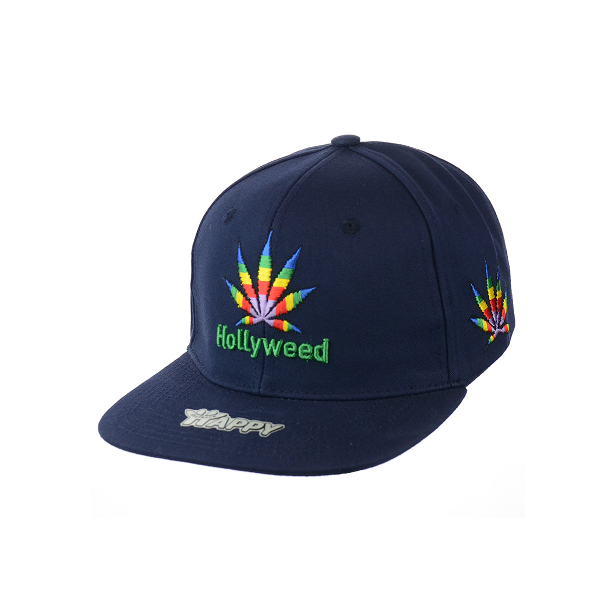 Embroidered Leaf Design Cotton Snapback Hat