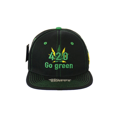 Go Green Embroidered Cotton Snapback Hat