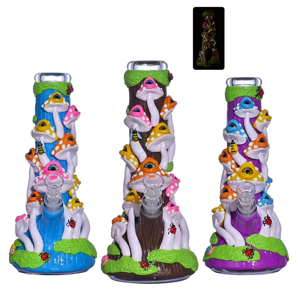 Psychedelic Mushroom Eye 3D Glow Water Pipe