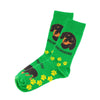 Bright green Dachshund Socks with unique fun design and yellow paw prints for style