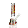 10-inch Day of the Dead beaker water pipe with colorful sugar skull designs