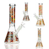 10-inch Day of the Dead beaker water pipe with skull floral designs