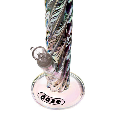 Colorful 12-inch Spiral Glass Water Pipe with Iridescent Rainbow Spiral Design by Daze