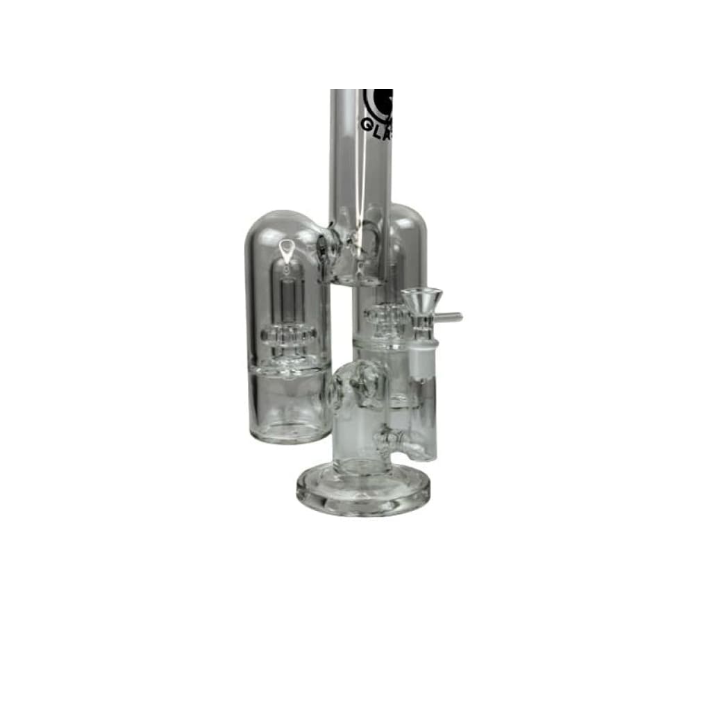 Rocket Ship Style Glass Water Pipe featuring dual showerhead perc for smooth filtration