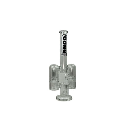 Rocket Ship Style Glass Water Pipe with Dual Showerhead Perc and black logo design