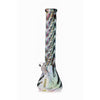 16-inch iridescent glass water pipe with diffused downstem and spiral design