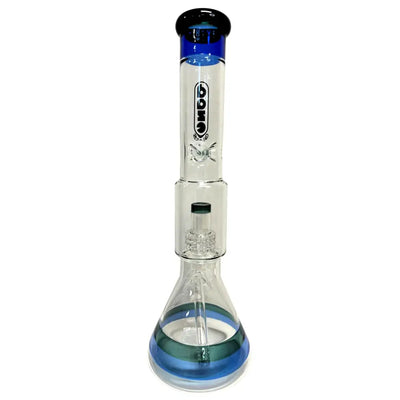 Daze Glass Striped glass water pipe 16 inch with blue green tints