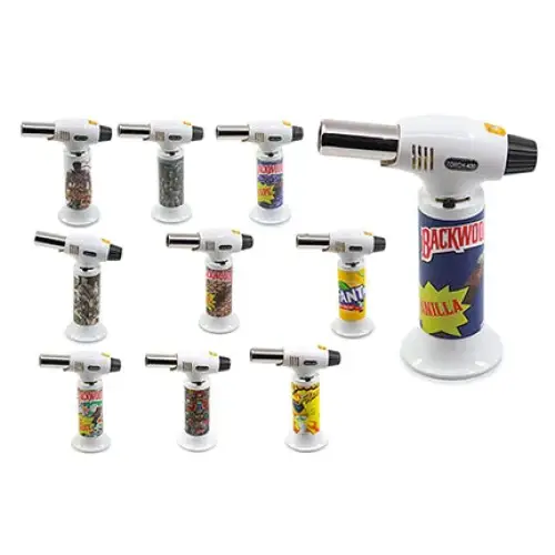 Deez nutz torches premium black white vanilla backwoods lighter back view