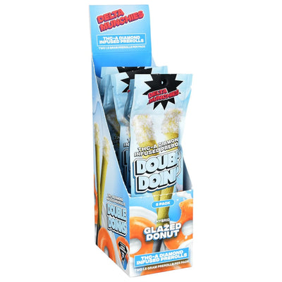 ’Delta Munchies Double Doink THC-a Prerolls - Glazed Donut Flavor in Display Box.’