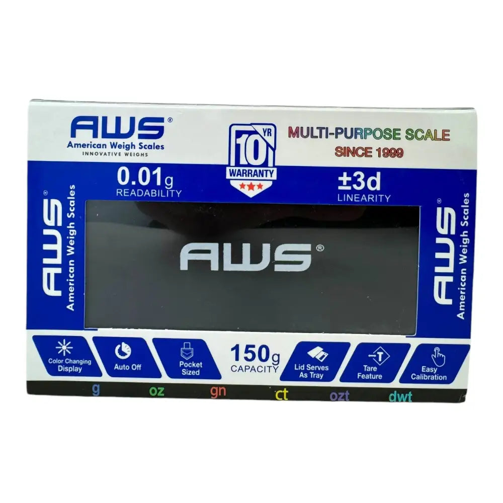 AWS digital precision scale for smoking accessories, 0.01g 150g black display