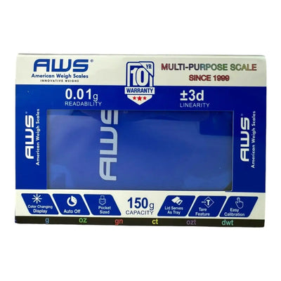 AWS digital precision scale for smoking accessories, 0.01g readability, 150g capacity