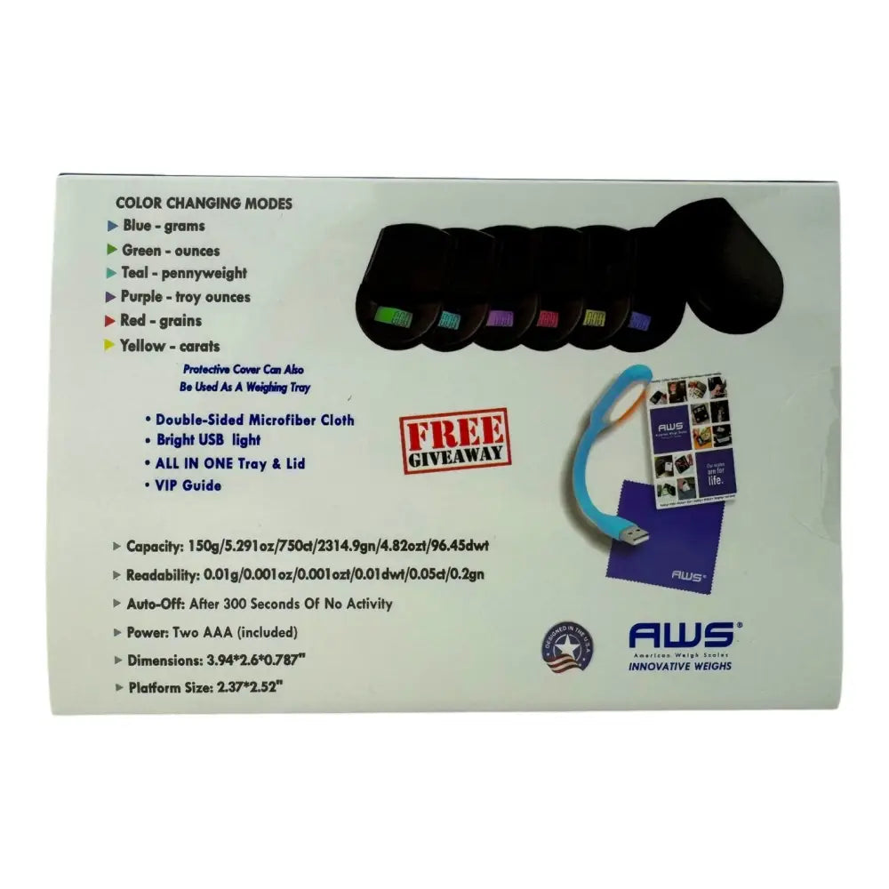 AWS digital precision scale for smoking accessories with color-changing discs