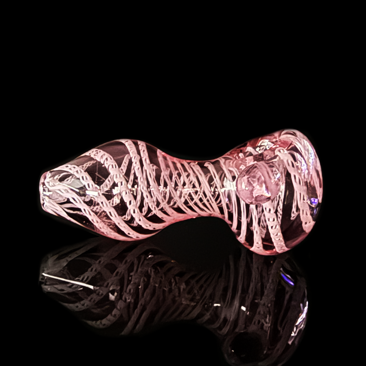 Pink Artisan Glass Hand Pipe with Belly