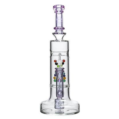 Colorful DNA Dab Rig with Spider Web Perc and DNA Shaped Perc for smooth hits