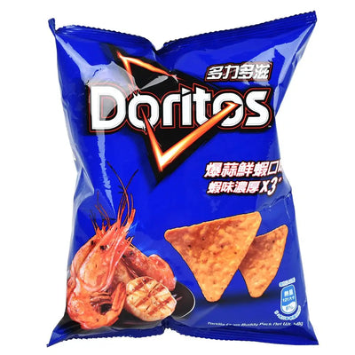 Blue bag of Doritos Corn Chips featuring Unique International Edition flavors available