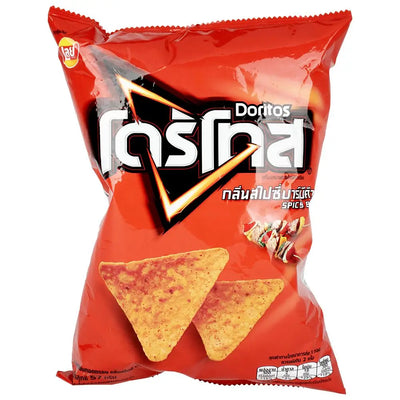 Red bag of Doritos Corn Chips featuring Unique International Edition flavors