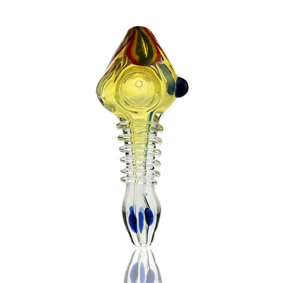 Artisan Silver Fume Spoon Pipe with Rasta Accents