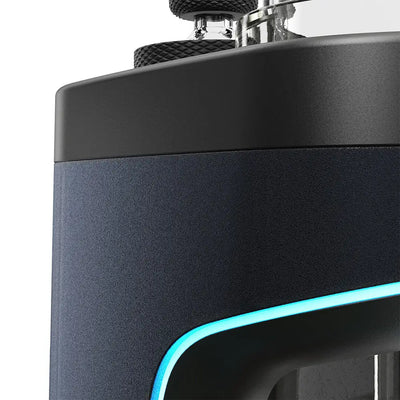 Close-up of a black and blue Dr Dabber Switch 2 electric dab rig device