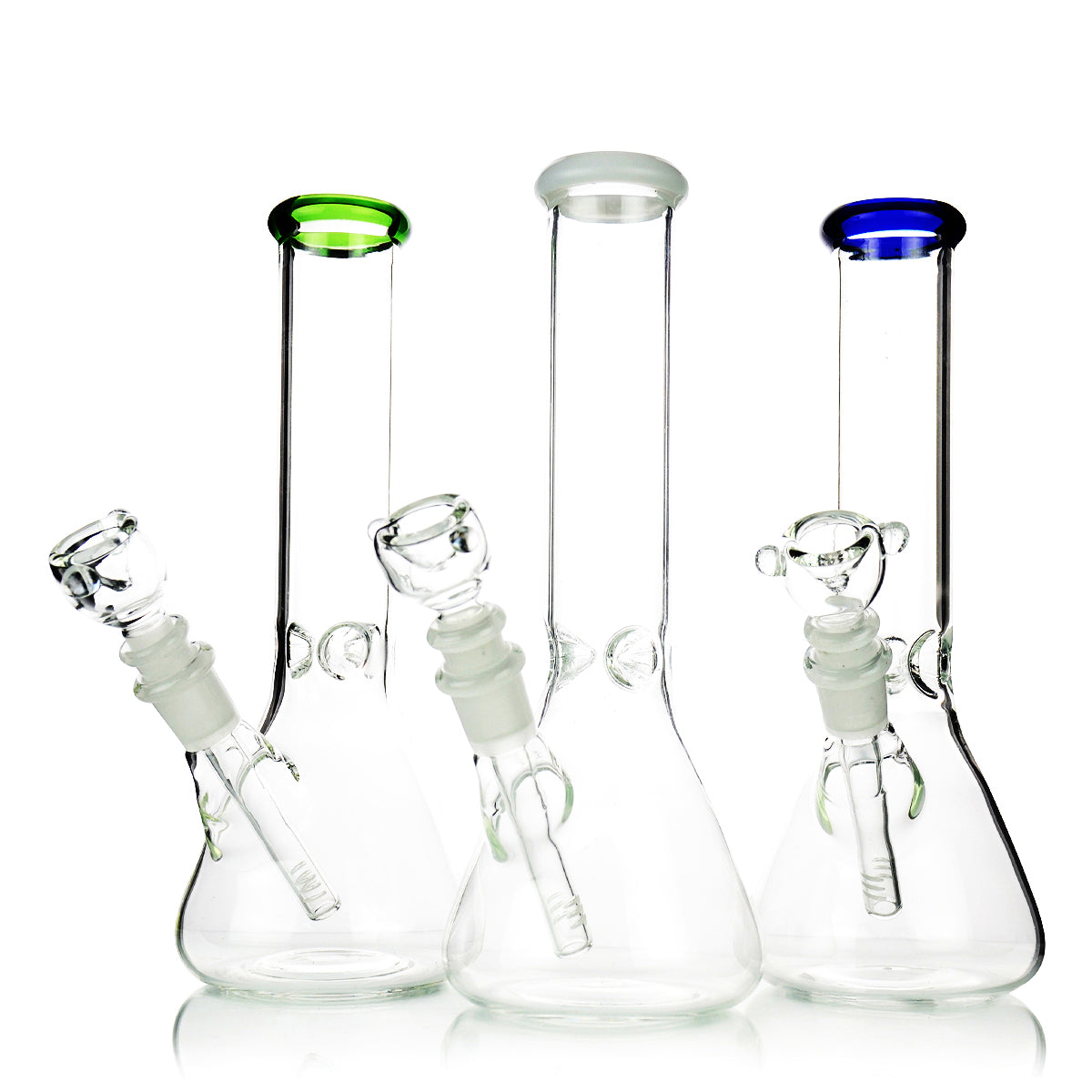 10" Classic Clear Beaker Bong with Color Mouthpiece