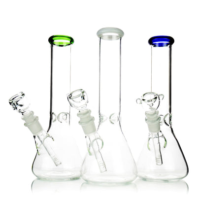 10" Classic Clear Beaker Bong with Color Mouthpiece