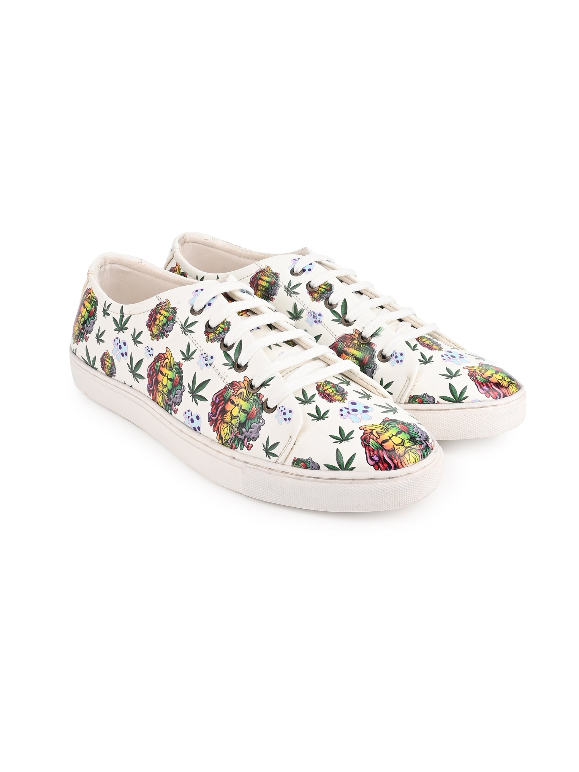 Iconic Lion Motif Vegan Leather Sneakers