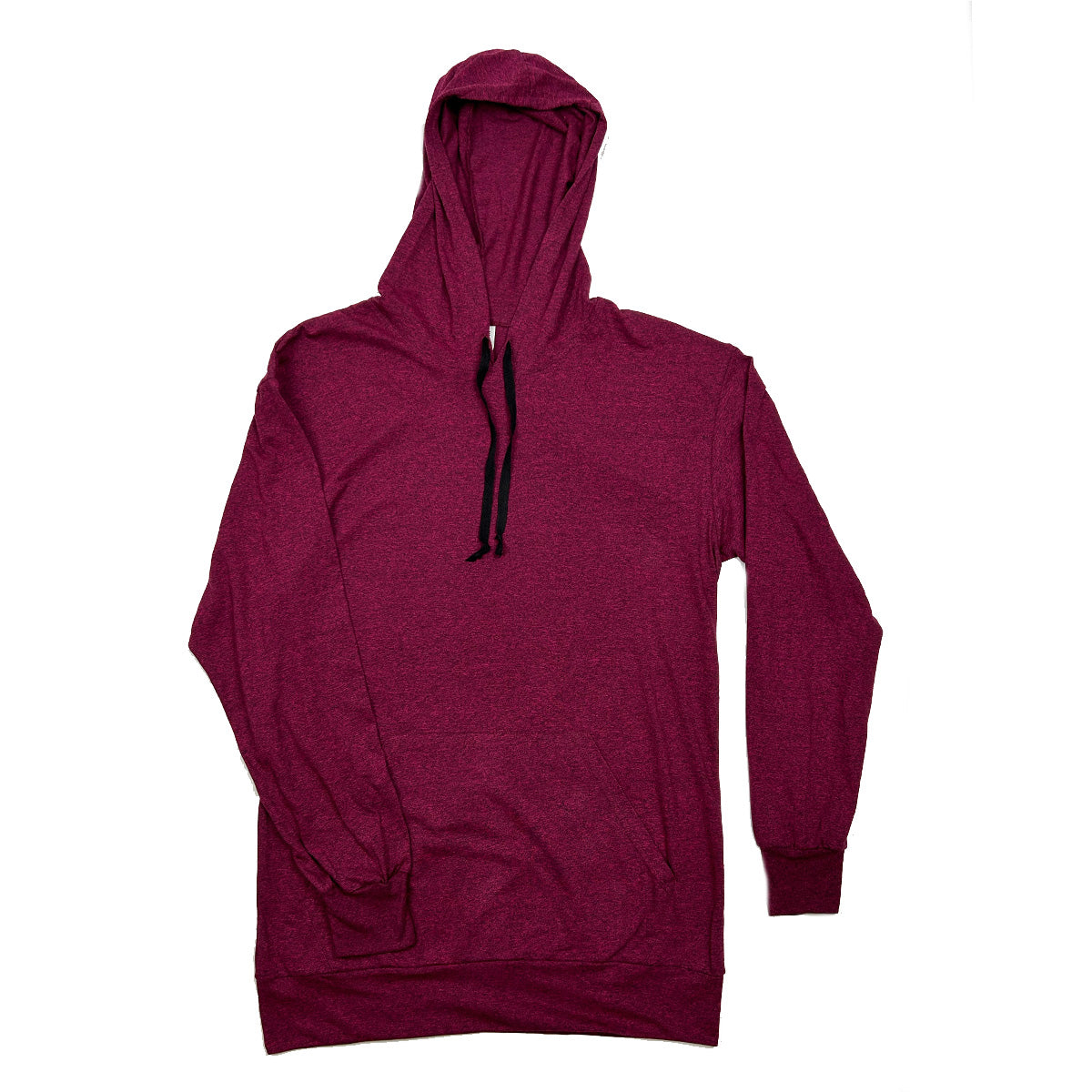 Premium Burgundy Hooded Long Sleeve T-Shirt - 6 Unit Set