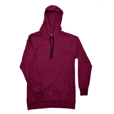 Premium Burgundy Hooded Long Sleeve T-Shirt - 6 Unit Set
