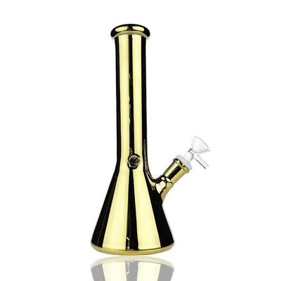 10-inch electroplated beaker water pipe with gold glass and quartz bowl