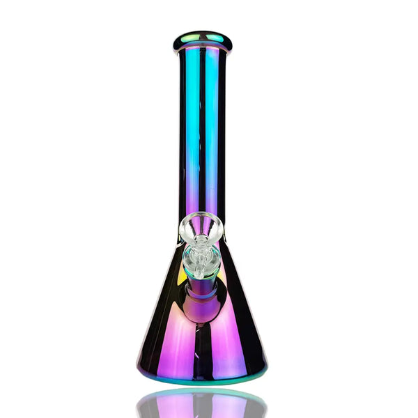 10-inch electroplated beaker water pipe with iridescent glass and quartz bowl