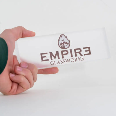 Empire Acrylic Plaque Showcase Display with Empire Glassworks Logo