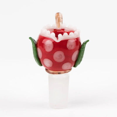 Empire Glassworks 14mm red strawberry glass bowl piece with polka dots