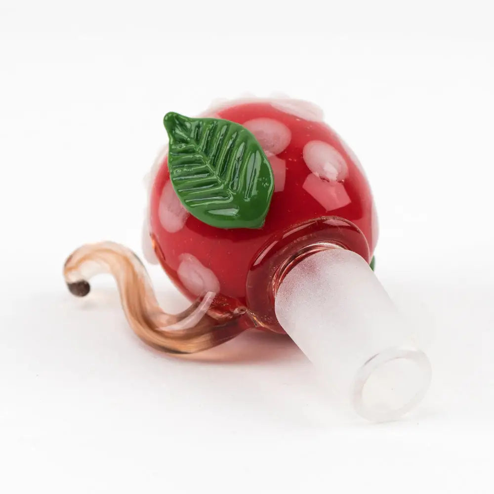 Empire Glassworks 14mm red apple glass bowl piece with polka dots