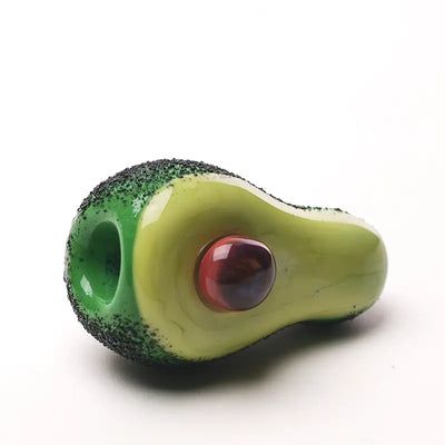 Empire Glassworks Avocadope glossy green glass hand pipe with textured skin and seed