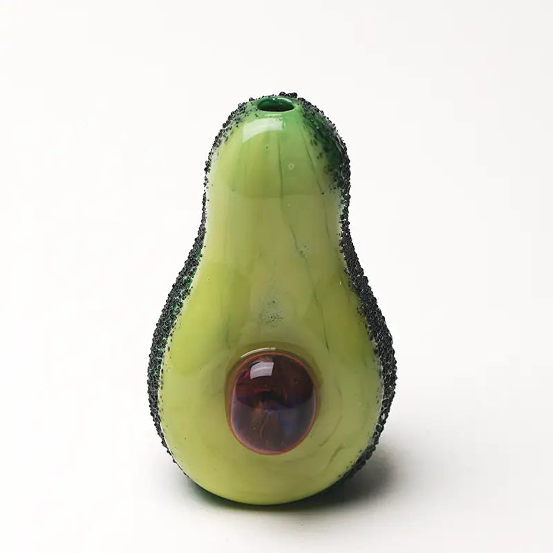 Empire Glassworks Avocadope glossy green glass hand pipe with speckled rind