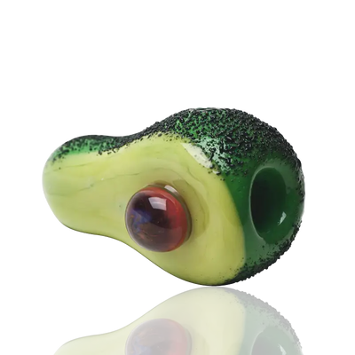 Empire Glassworks Avocadope glass hand pipe with vibrant green and yellow design
