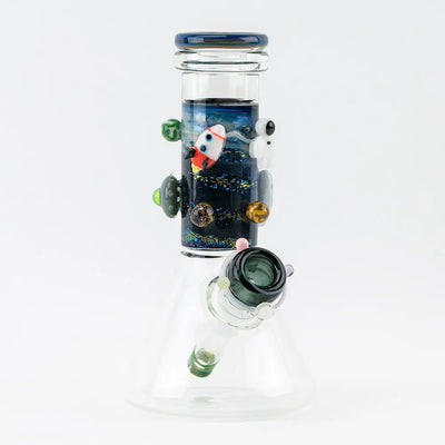 Empire Glassworks Baby Beaker-Galactic Bong with rocket and planets