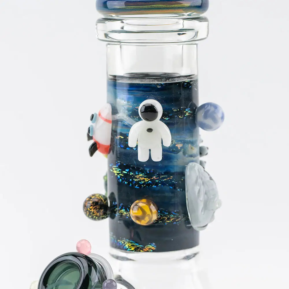 Empire Glassworks Baby Beaker-Galactic Bong with astronaut and planets