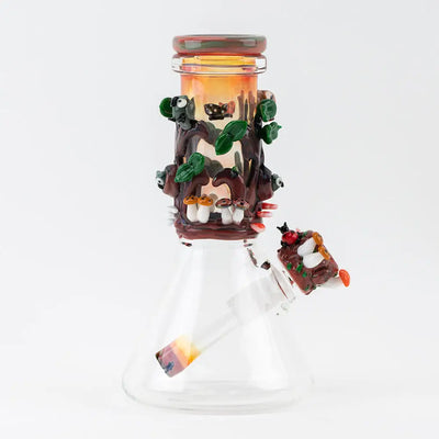 Empire Glassworks Baby Beaker Redwood Bong with whimsical forest design