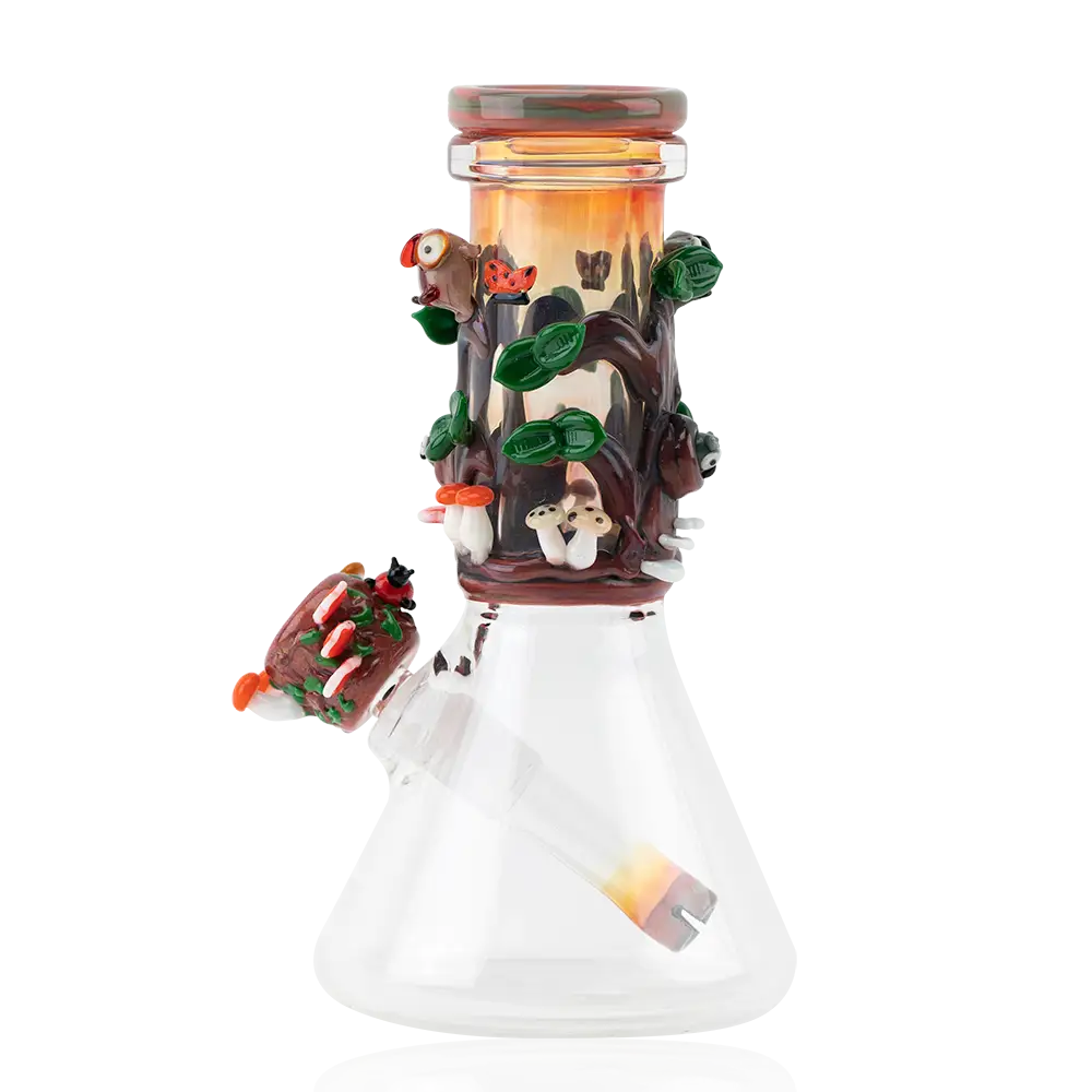 Empire Glassworks Baby Beaker Redwood Bong with whimsical chocolate tree design